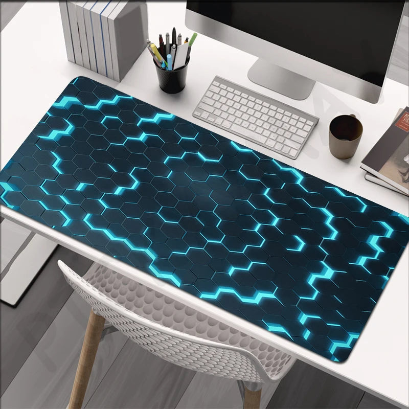 XXL anti-slip gaming mouse pad, hexagonal RGB design, various patterns