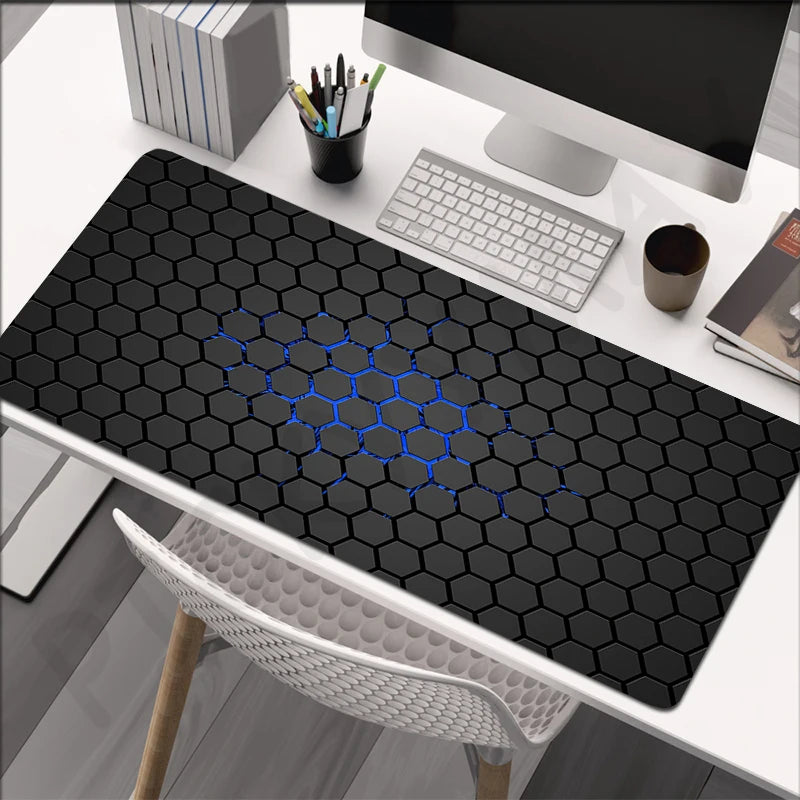 XXL anti-slip gaming mouse pad, hexagonal RGB design, various patterns