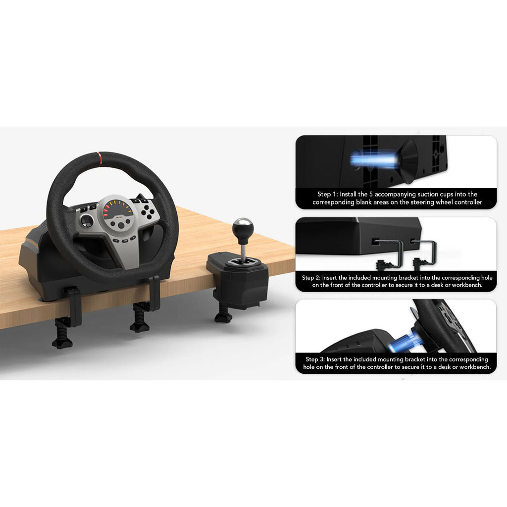 Gaming Racing Wheel 270° with Pedals for PC & Switch