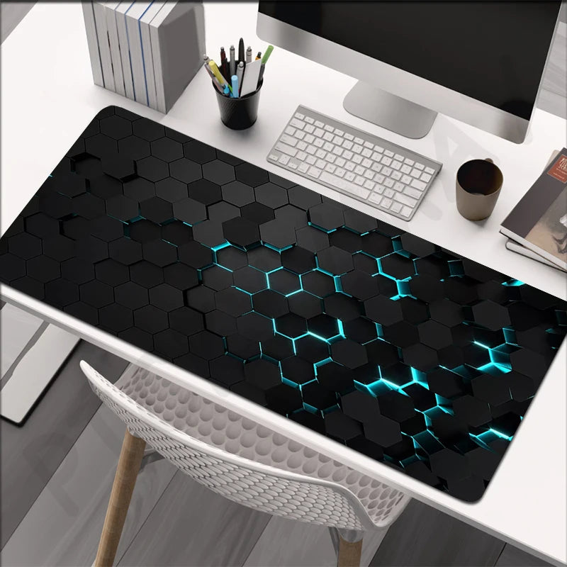 XXL anti-slip gaming mouse pad, hexagonal RGB design, various patterns