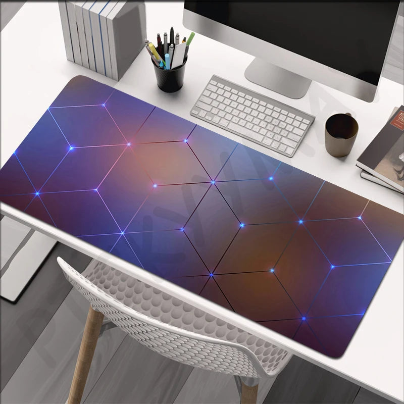 XXL anti-slip gaming mouse pad, hexagonal RGB design, various patterns