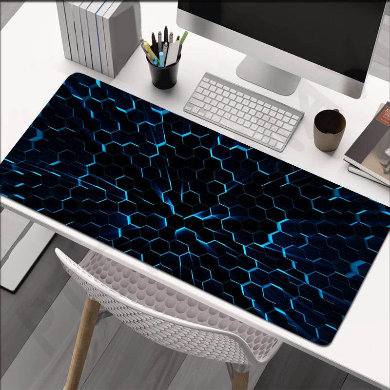 XXL anti-slip gaming mouse pad, hexagonal RGB design, various patterns