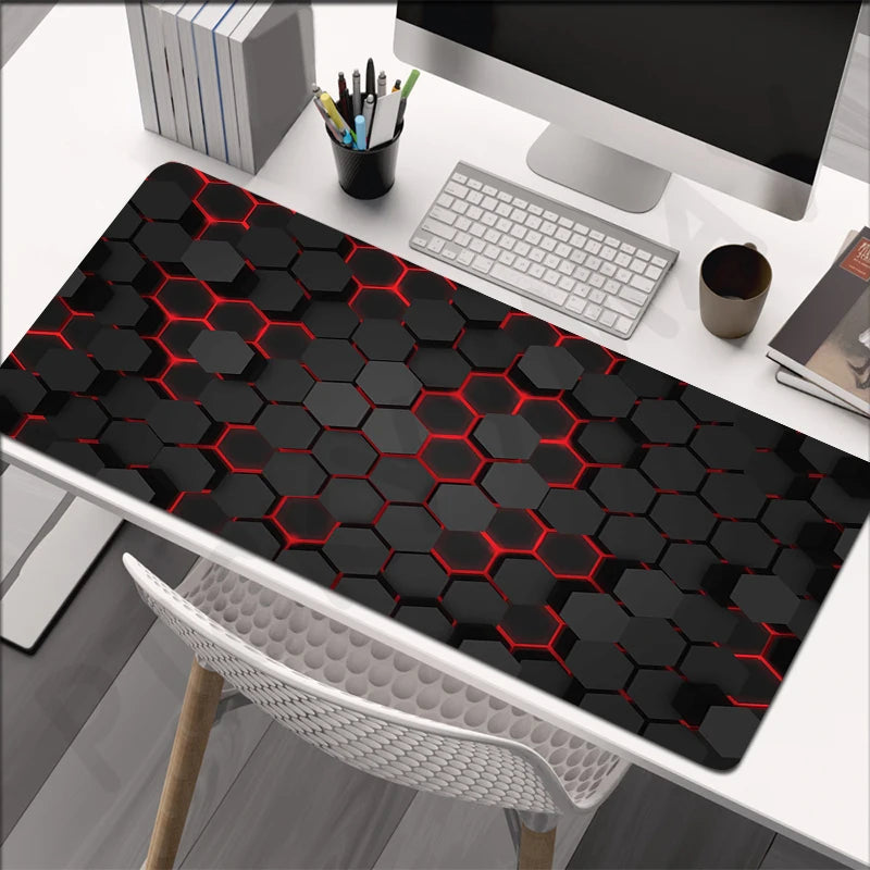 XXL anti-slip gaming mouse pad, hexagonal RGB design, various patterns