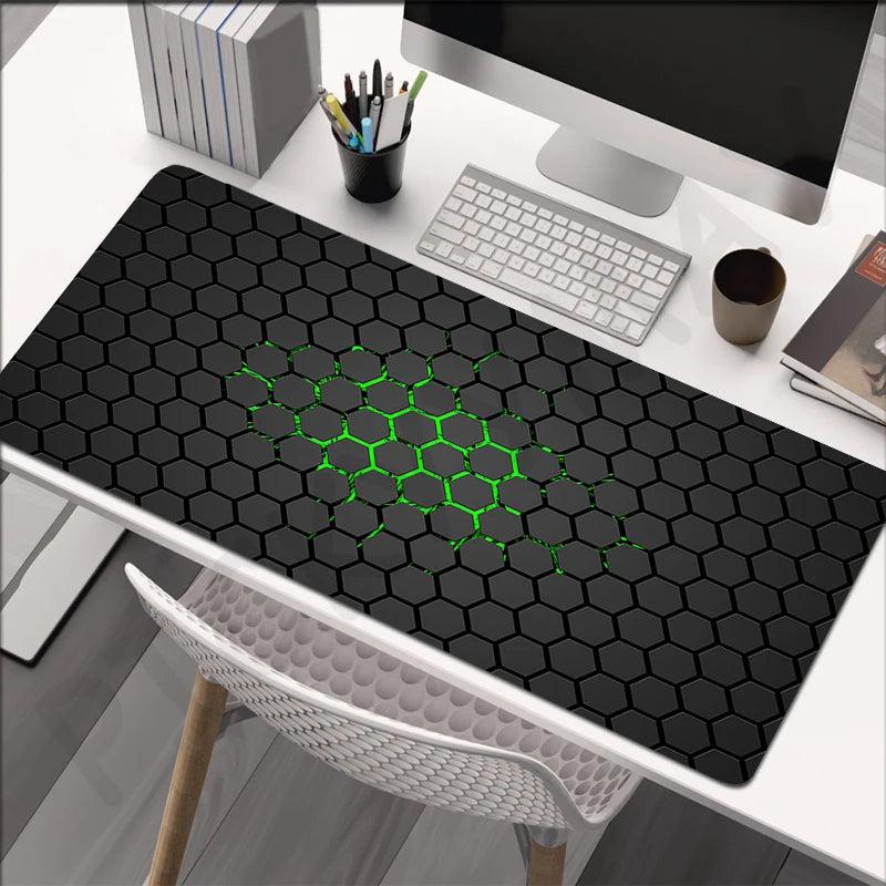 XXL anti-slip gaming mouse pad, hexagonal RGB design, various patterns