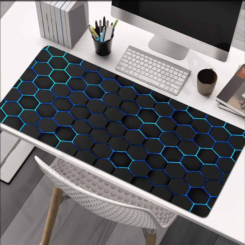 XXL anti-slip gaming mouse pad, hexagonal RGB design, various patterns